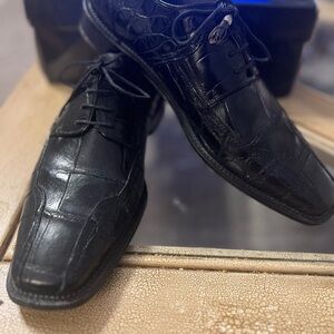 David Eden 100% Genuine Alligator Skin Men's Dress Derby Oxford Shoes Black 10M